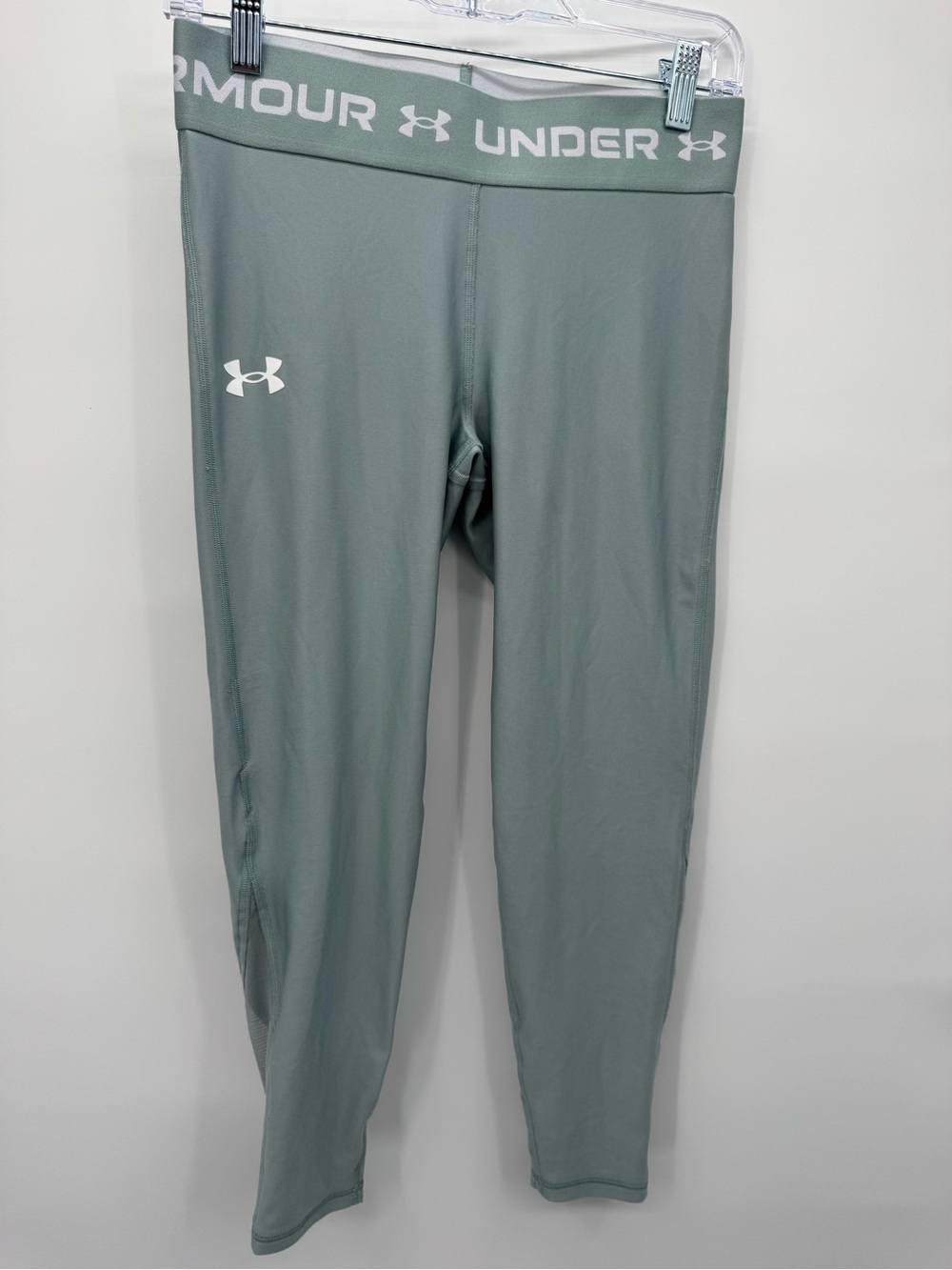 Under Armour Sage Green Logo Band Leggings Youth Large YL